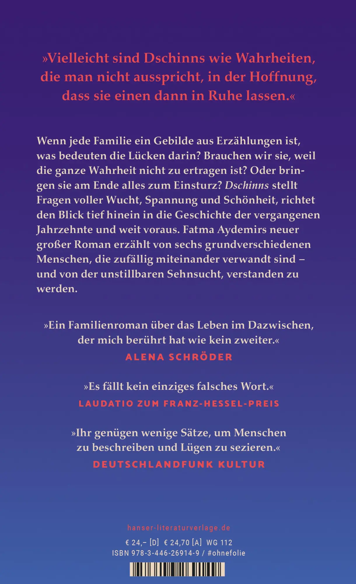 Bild: 9783446269149 | Dschinns | Roman | Fatma Aydemir | Buch | Mit Lesebändchen | 368 S.