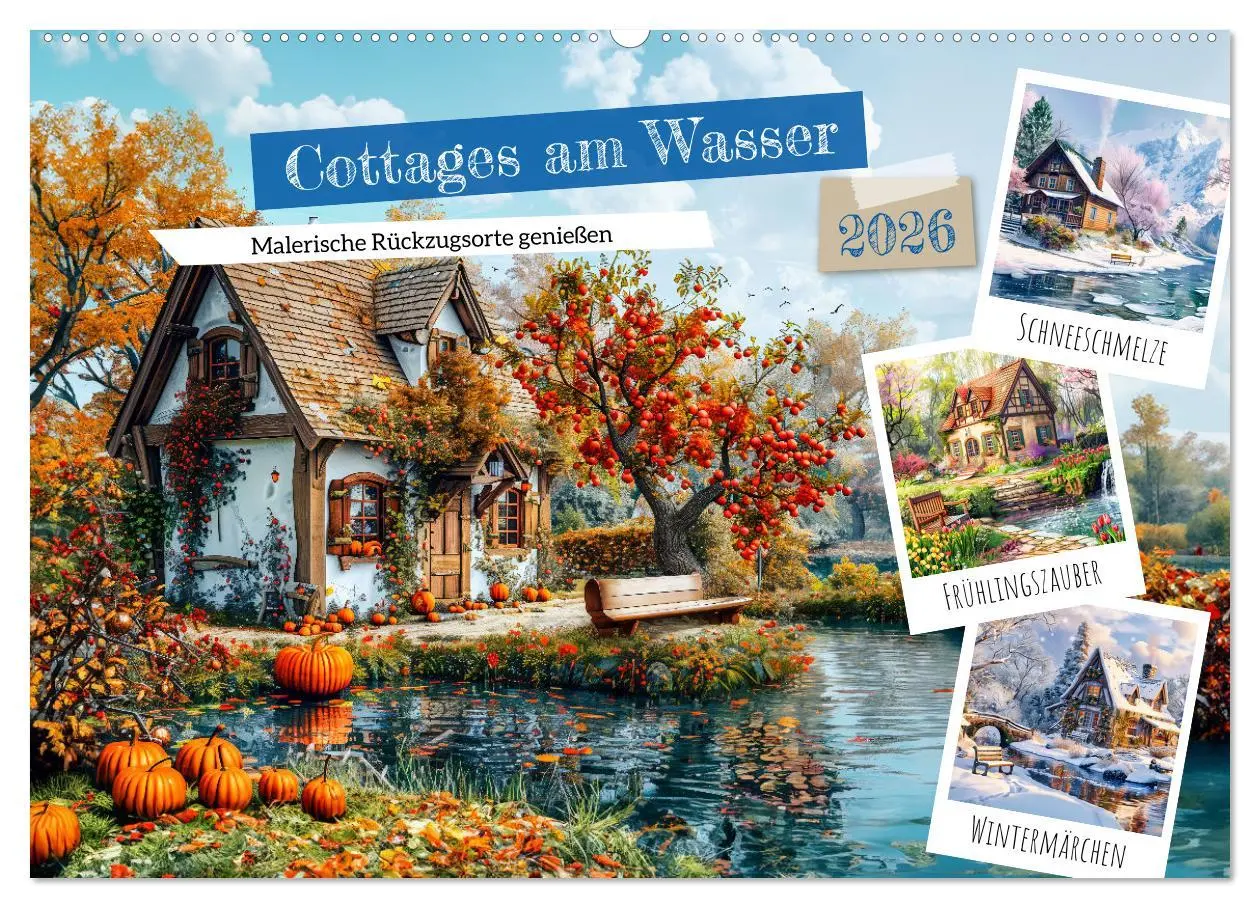 Cover: 9783457399149 | Cottages am Wasser - Malerische Rückzugsorte genießen (Wandkalender...