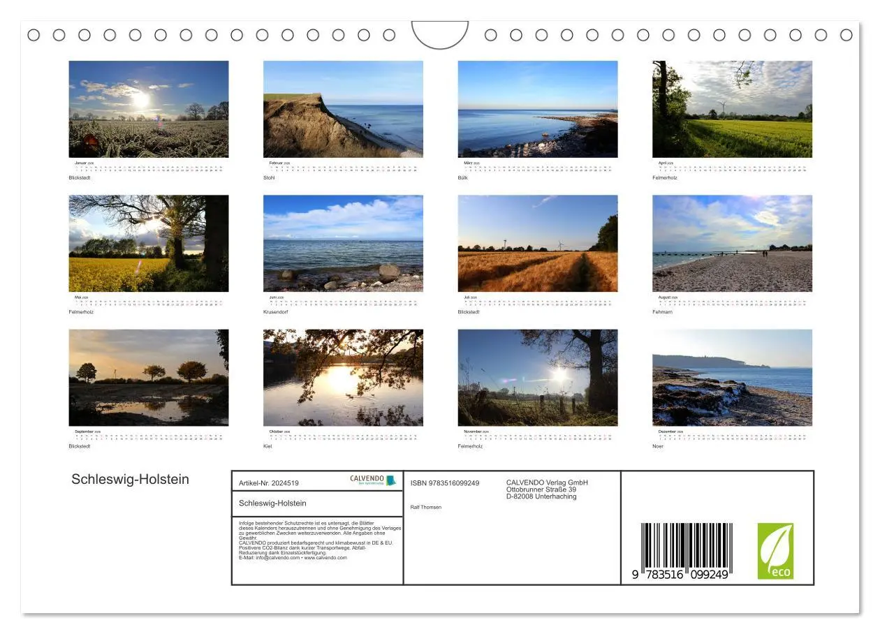 Bild: 9783516099249 | Schleswig-Holstein (Wandkalender 2026 DIN A4 quer), CALVENDO...