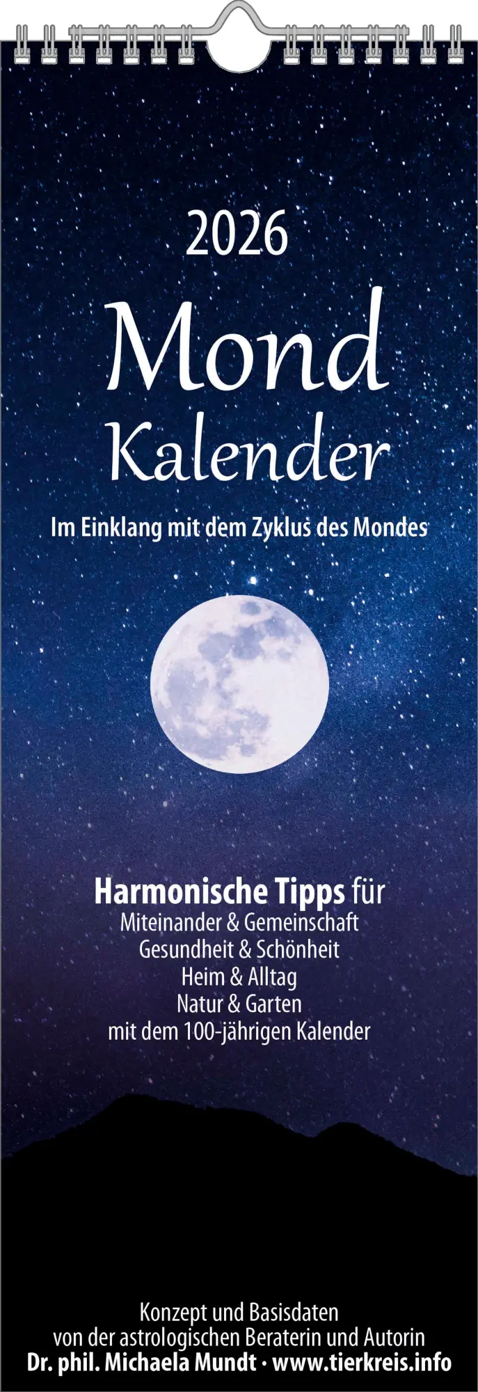 Cover: 4069095009349 | Mondkalender 2026- Streifen-Kalender 14,85x42 cm - Wandplaner - mit...