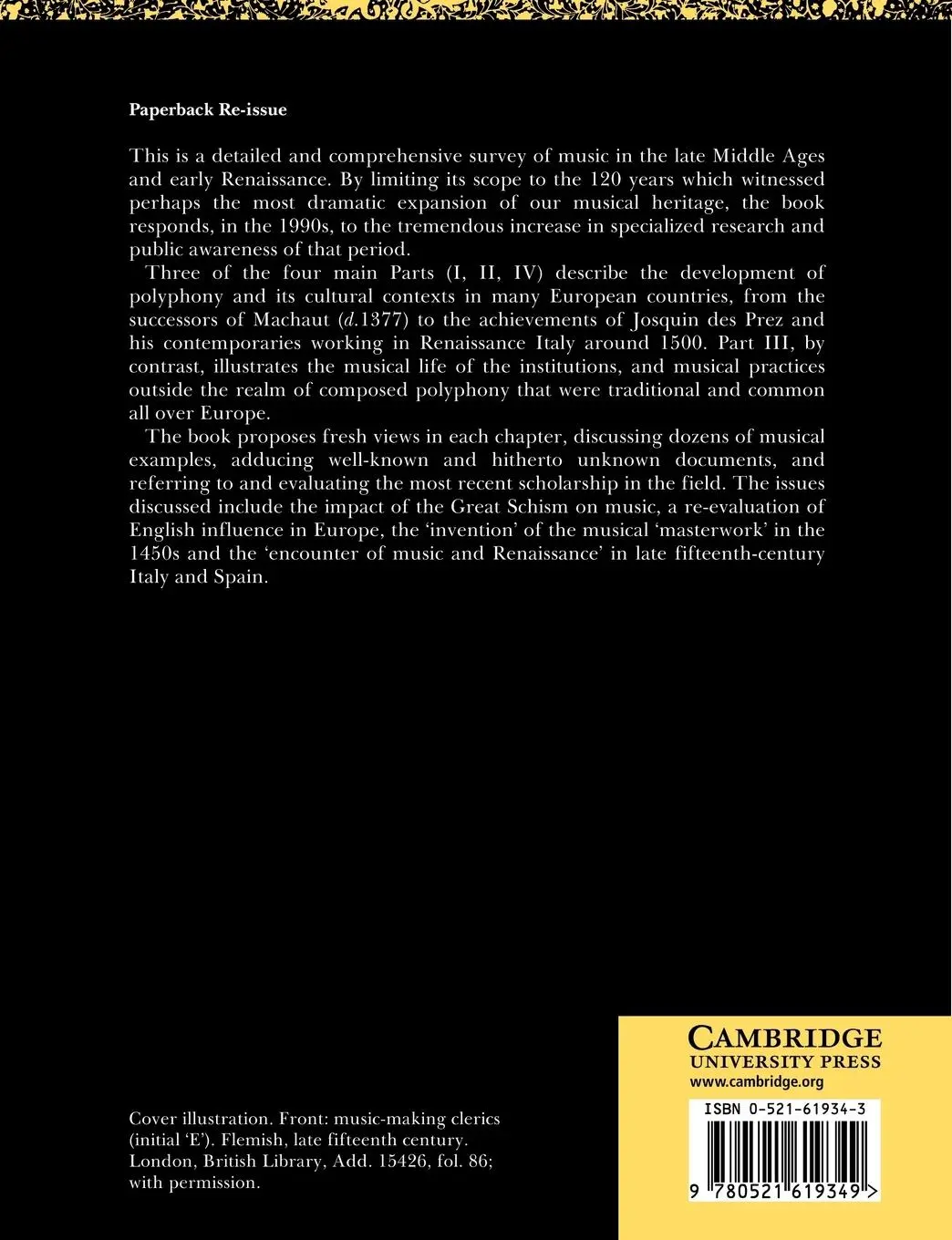 Rückseite: 9780521619349 | The Rise of European Music, 1380 1500 | Reinhard Strohm | Taschenbuch