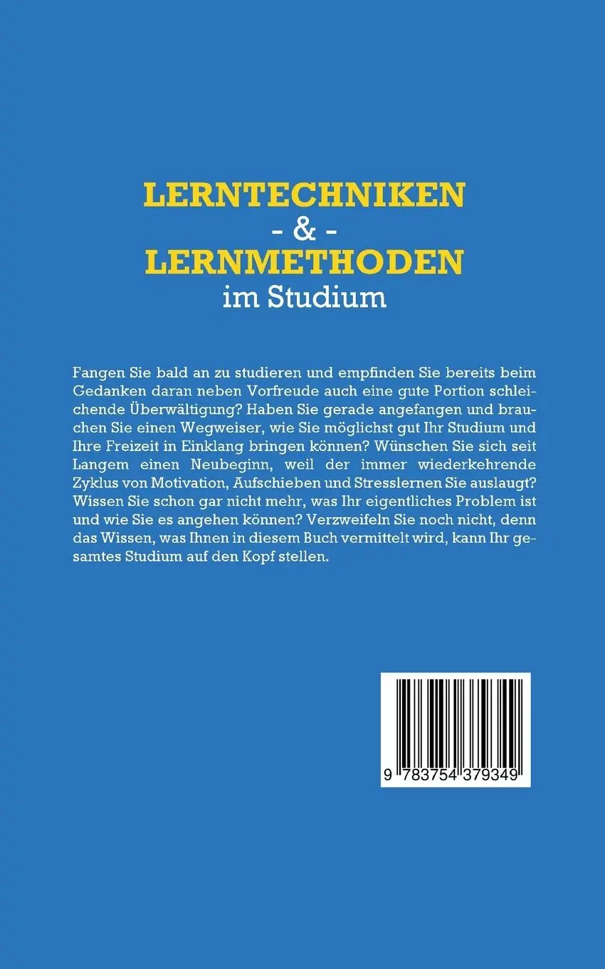 Rückseite: 9783754379349 | Lerntechniken &amp; Lernmethoden im Studium | Lukas Glaser | Taschenbuch