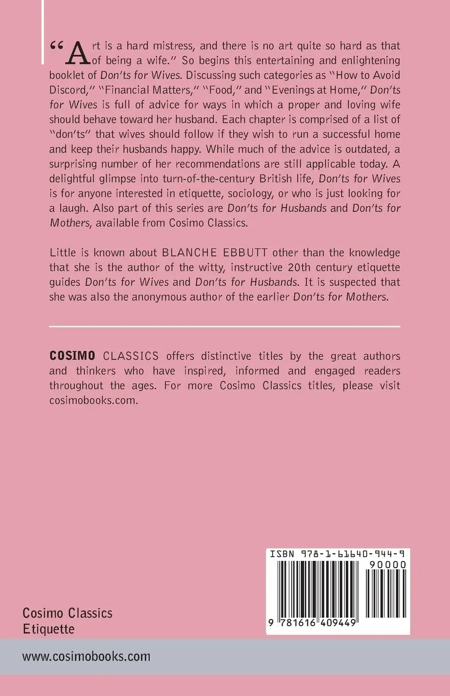 Rückseite: 9781616409449 | Don'ts for Wives | Blanche Ebbutt | Taschenbuch | Englisch | 2015