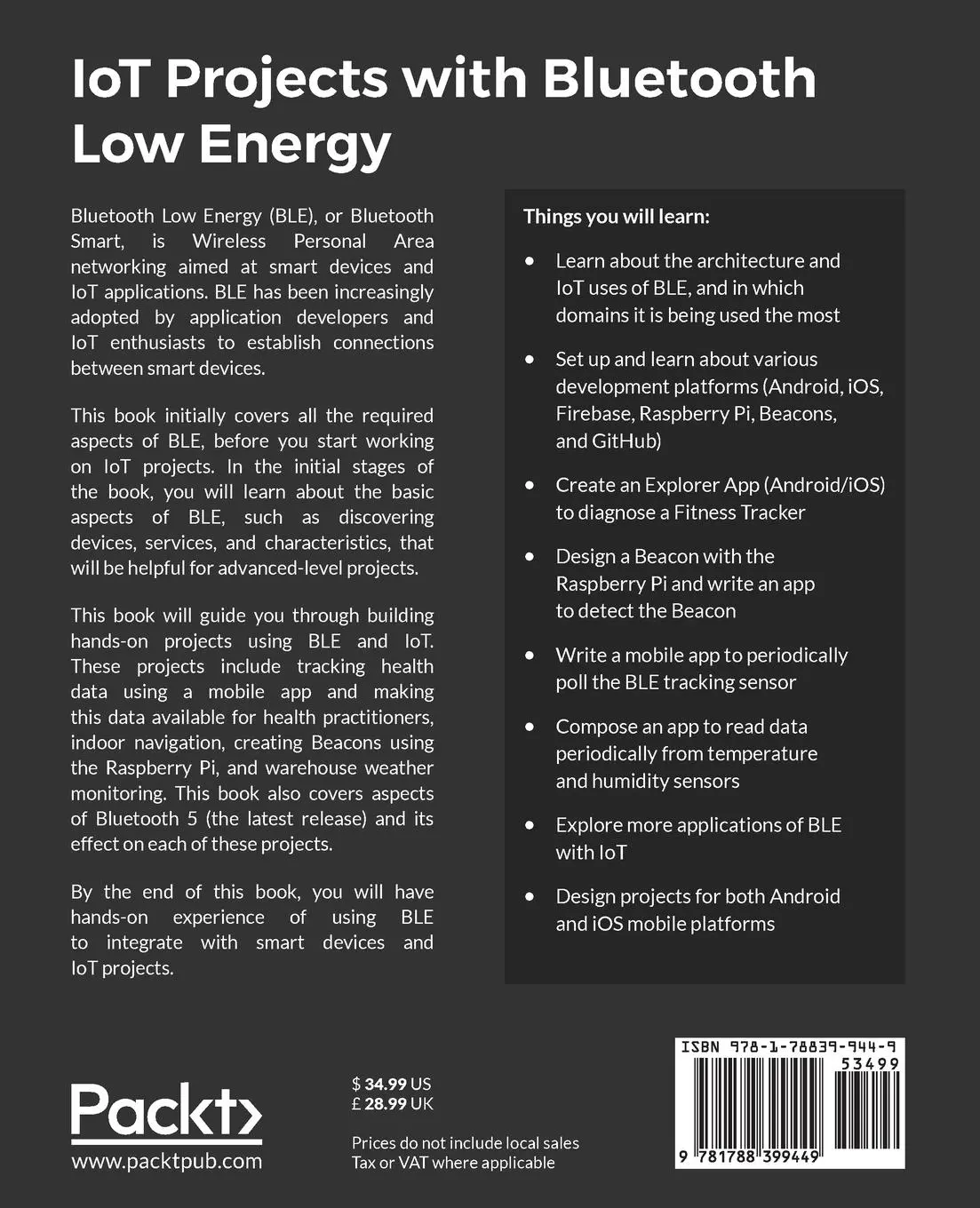 Rückseite: 9781788399449 | IoT Projects with Bluetooth Low Energy | Madhur Bhargava | Taschenbuch