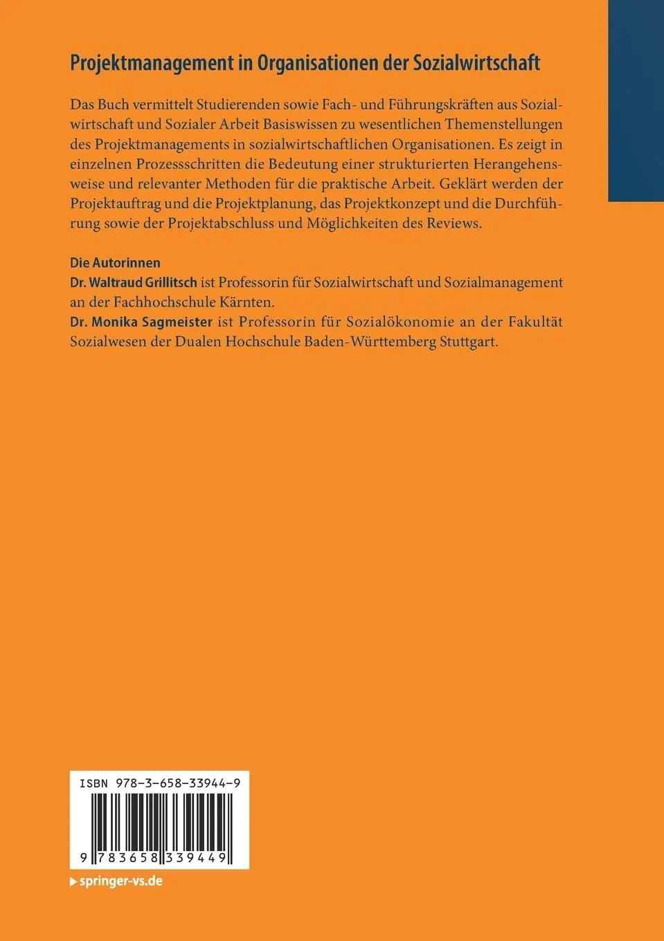 Rückseite: 9783658339449 | Projektmanagement in Organisationen der Sozialwirtschaft | Taschenbuch