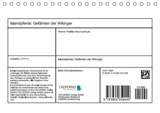 Bild: 9783664659449 | Islandpferde: Gefährten der Wikinger (Tischkalender immerwährend...