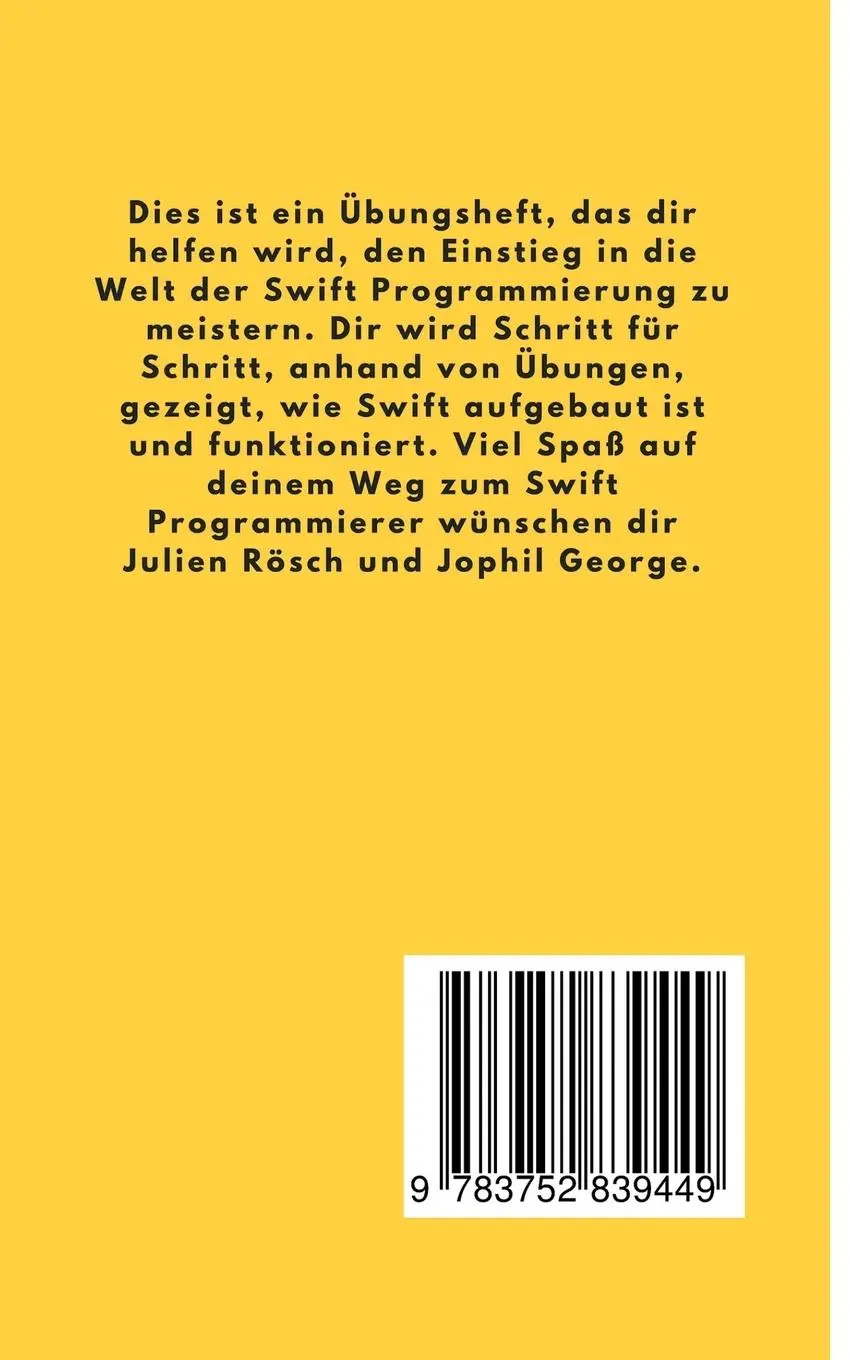 Rückseite: 9783752839449 | Swift programmieren lernen für Einsteiger | Das Übungsheft | Buch