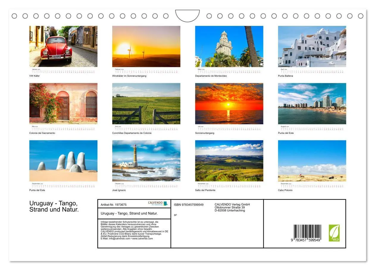 Bild: 9783457599549 | Uruguay - Tango, Strand und Natur. (Wandkalender 2026 DIN A4 quer),...