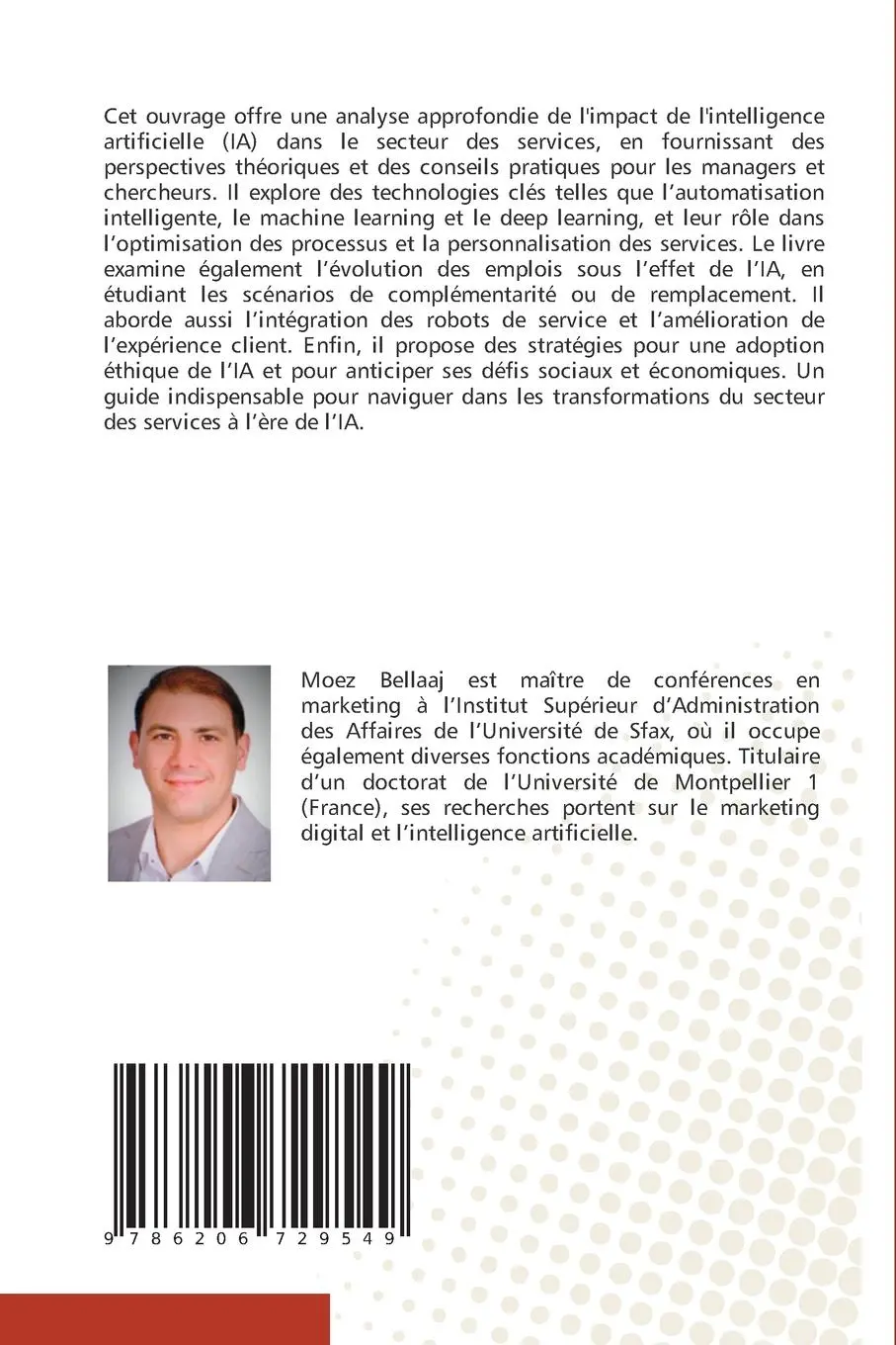 Rückseite: 9786206729549 | Intelligence Artificielle &amp; Marketing des Services | Moez Bellaaj