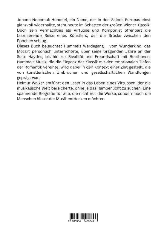 Rückseite: 9783384469649 | Johann Nepomuk Hummel: Brücke zwischen Klassik und Romantik | Walker