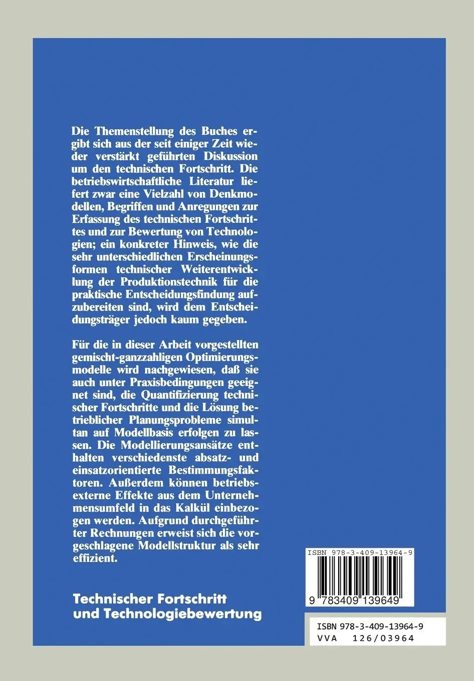 Rückseite: 9783409139649 | Technischer Fortschritt und Technologiebewertung aus...