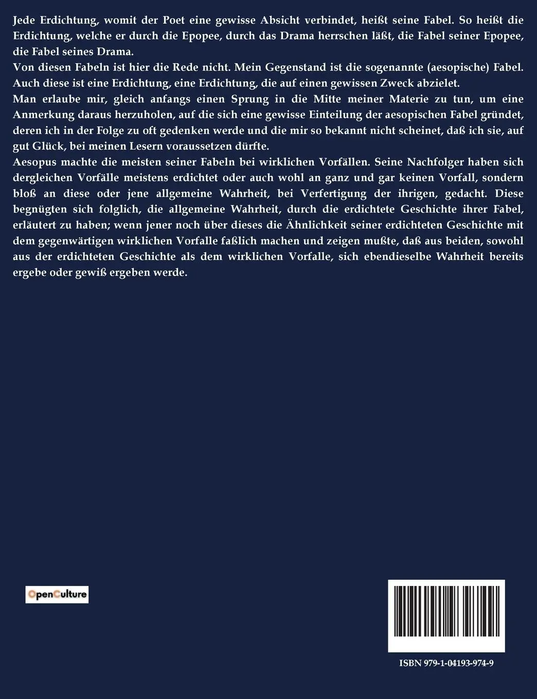 Rückseite: 9791041939749 | ABHANDLUNGEN UEBER DIE FABEL | Gotthold Ephraim Lessing | Taschenbuch
