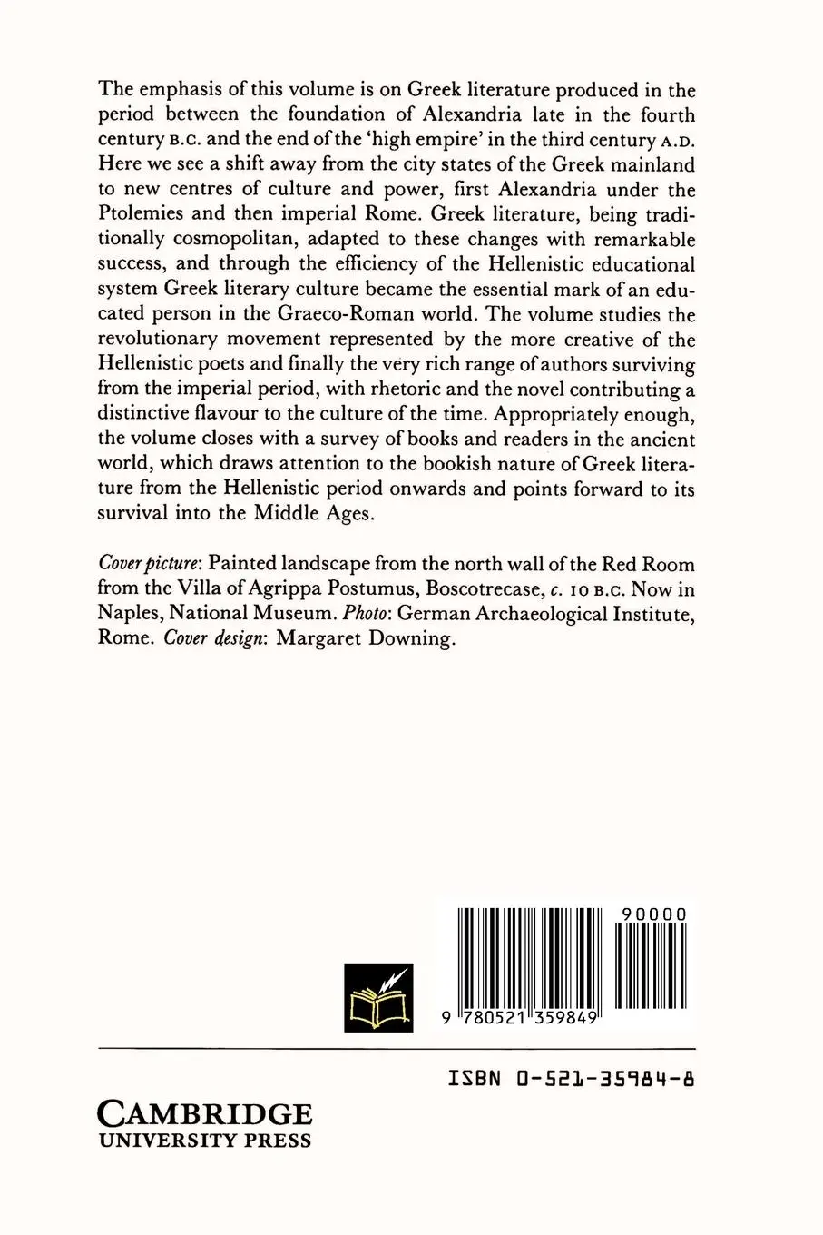 Rückseite: 9780521359849 | The Cambridge History of Classical Literature | Part 4 | Taschenbuch