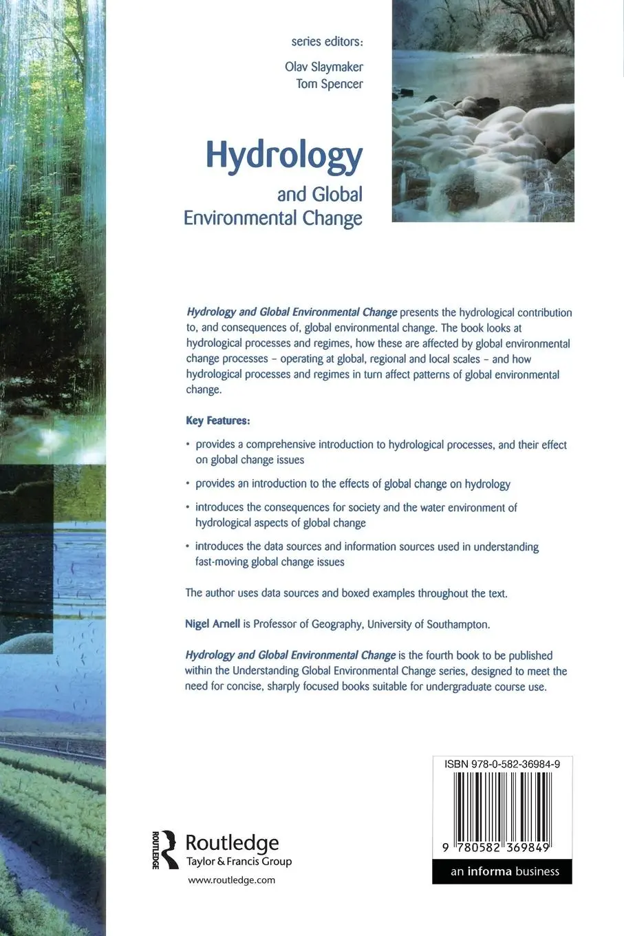 Rückseite: 9780582369849 | Hydrology and Global Environmental Change | Nigel W. Arnell | Buch
