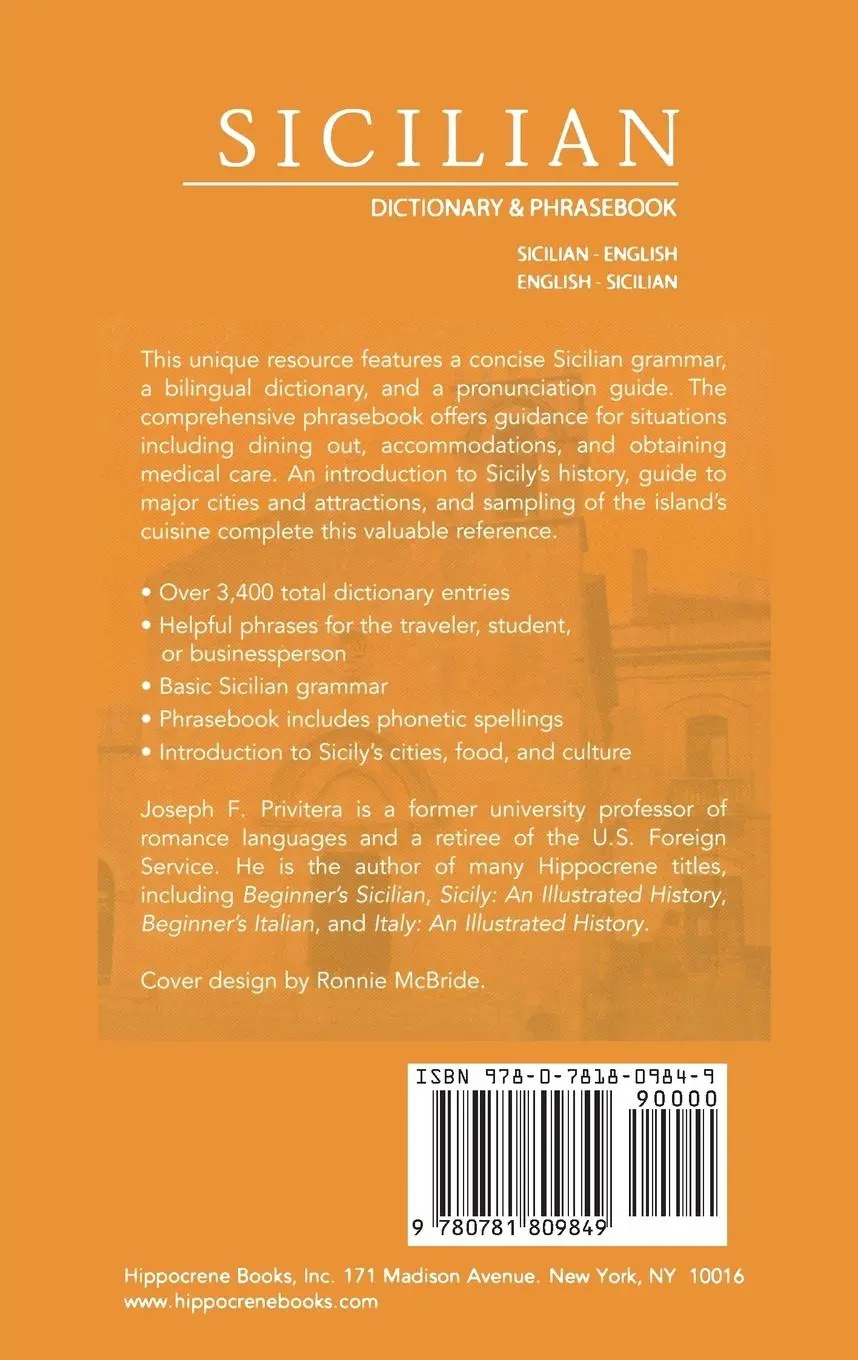 Rückseite: 9780781809849 | Sicilian-English/English-Sicilian Dictionary &amp; Phrasebook | Privitera