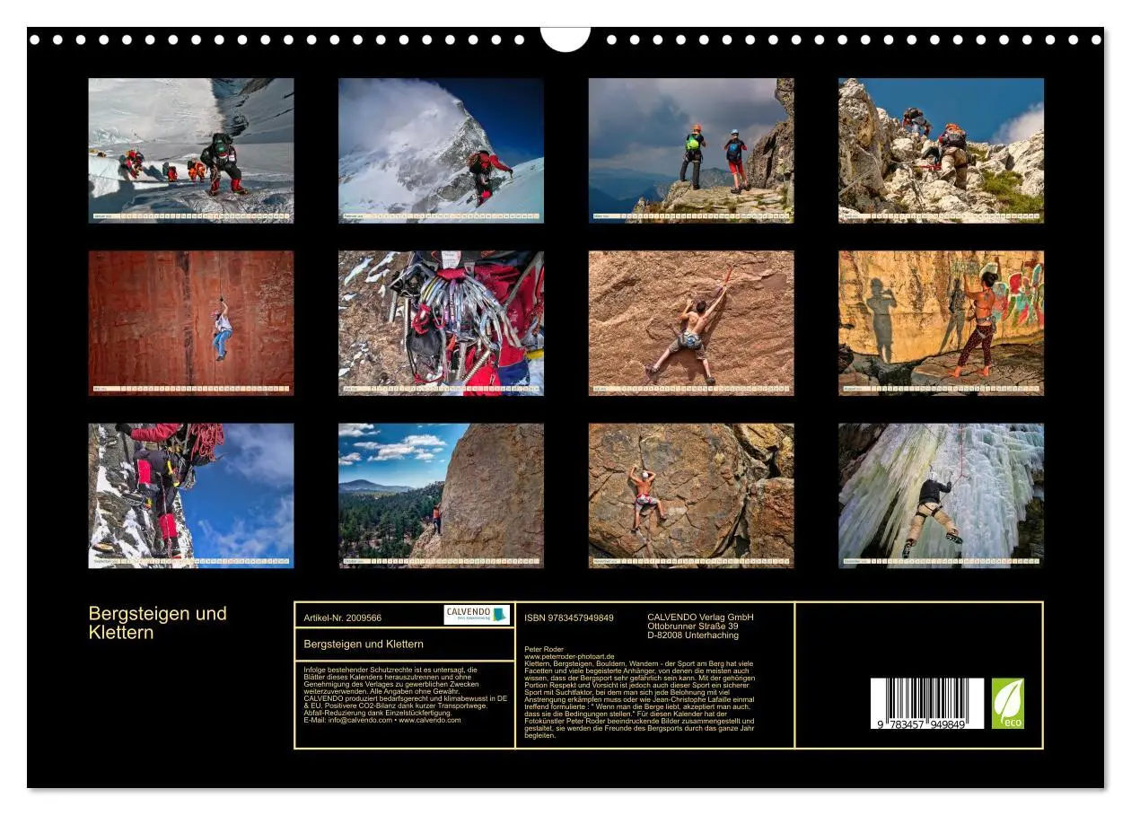 Bild: 9783457949849 | Bergsteigen und Klettern (Wandkalender 2026 DIN A3 quer), CALVENDO...