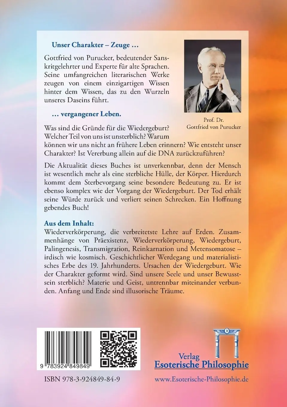 Rückseite: 9783924849849 | Geburt und Wiedergeburt | Gottfried von Purucker | Taschenbuch | 2023