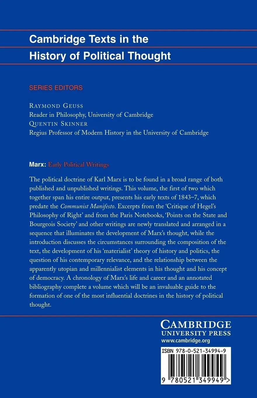 Rückseite: 9780521349949 | Marx | Early Political Writings | Karl Marx (u. a.) | Taschenbuch