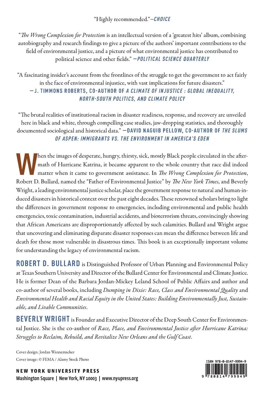 Rückseite: 9780814799949 | The Wrong Complexion for Protection | Robert D Bullard (u. a.) | Buch