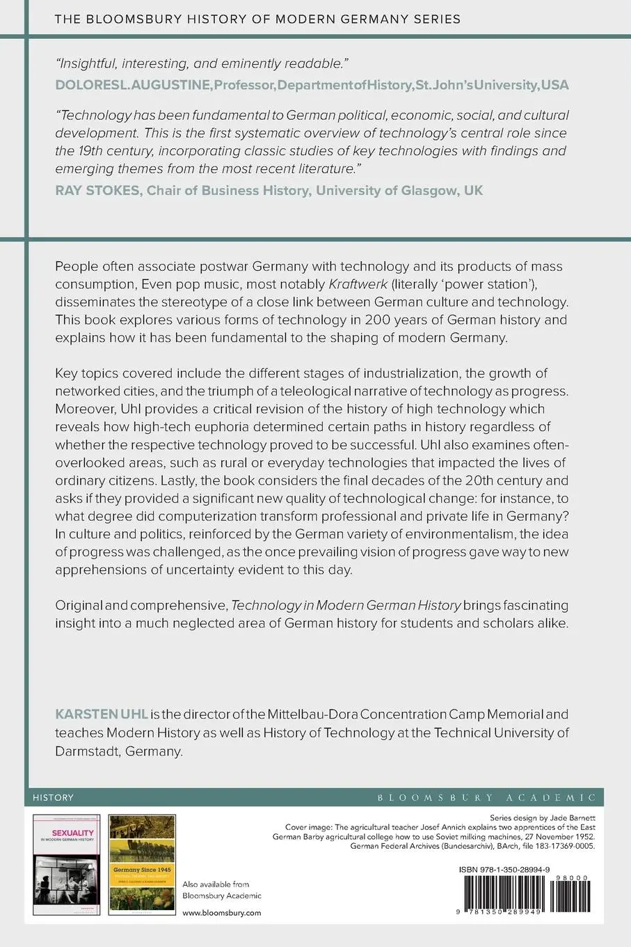 Rückseite: 9781350289949 | Technology in Modern German History | 1800 to the Present | Uhl | Buch