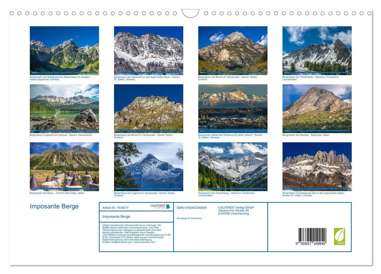 Bild: 9783457249949 | Imposante Berge (Wandkalender 2026 DIN A3 quer), CALVENDO...