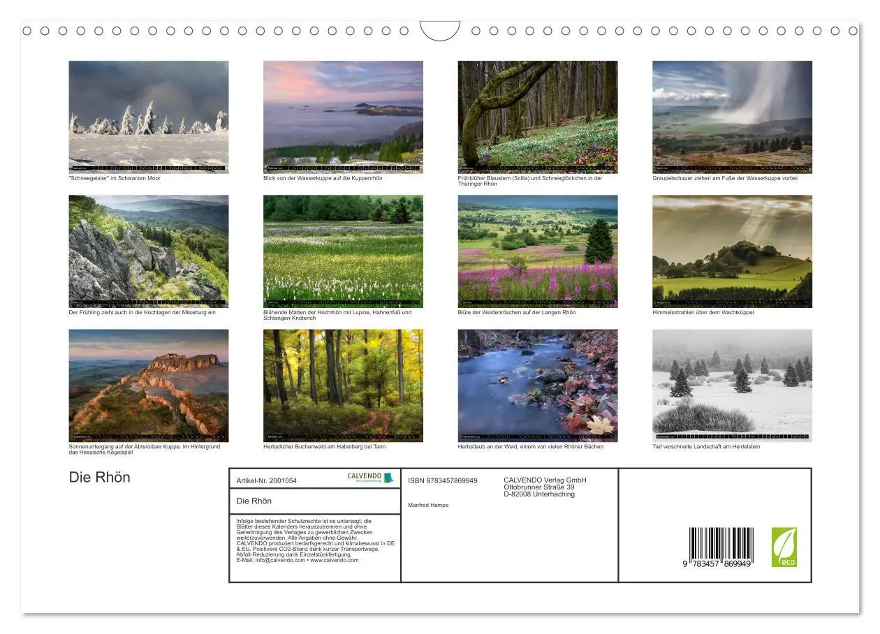 Bild: 9783457869949 | Die Rhön (Wandkalender 2026 DIN A3 quer), CALVENDO Monatskalender