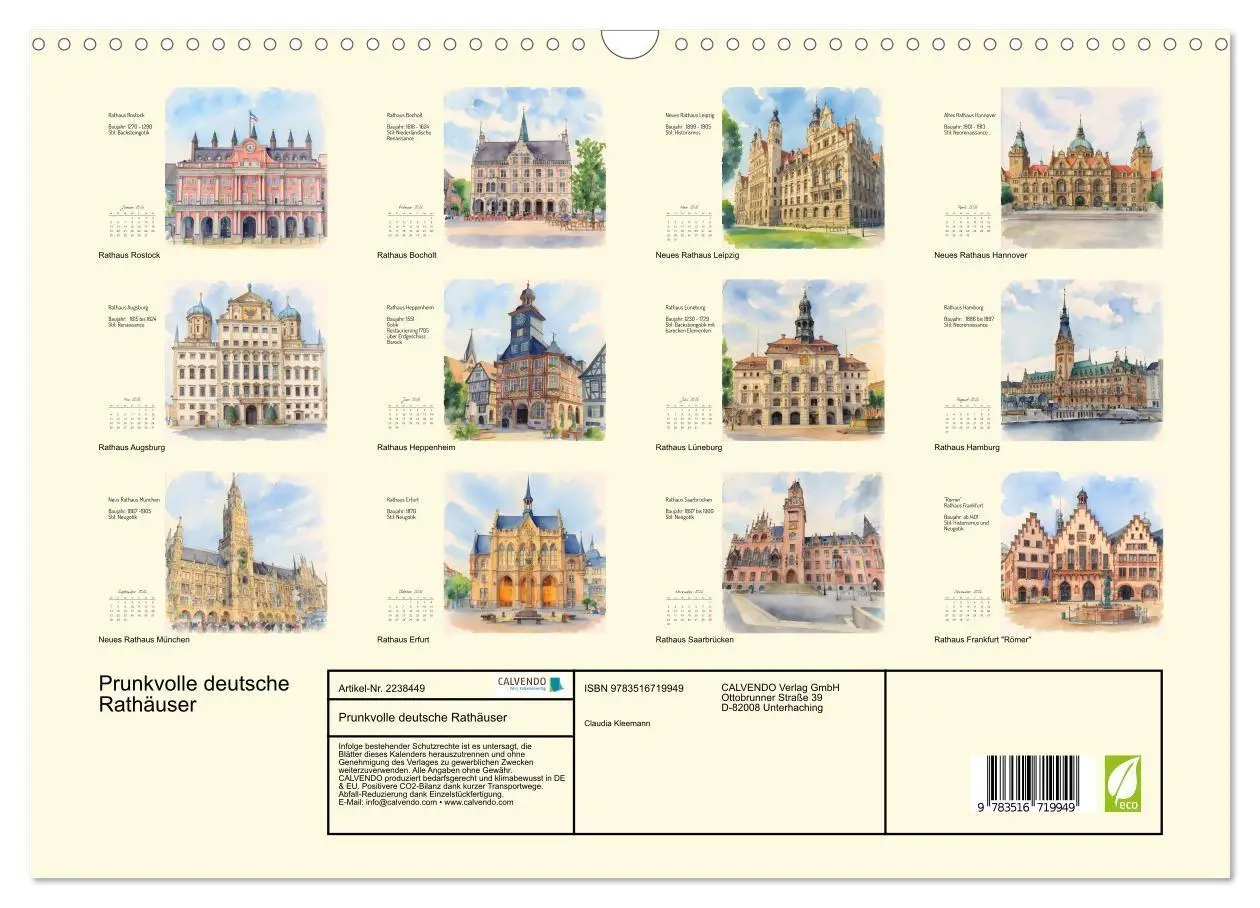 Bild: 9783516719949 | Prunkvolle deutsche Rathäuser (Wandkalender 2026 DIN A3 quer),...