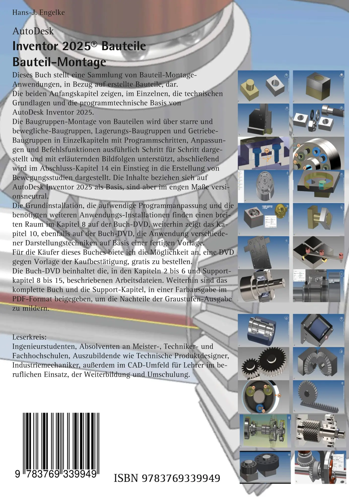 Rückseite: 9783769339949 | AutoDesk Inventor 2025 Bauteile | Bauteil-Montage | Hans-J. Engelke