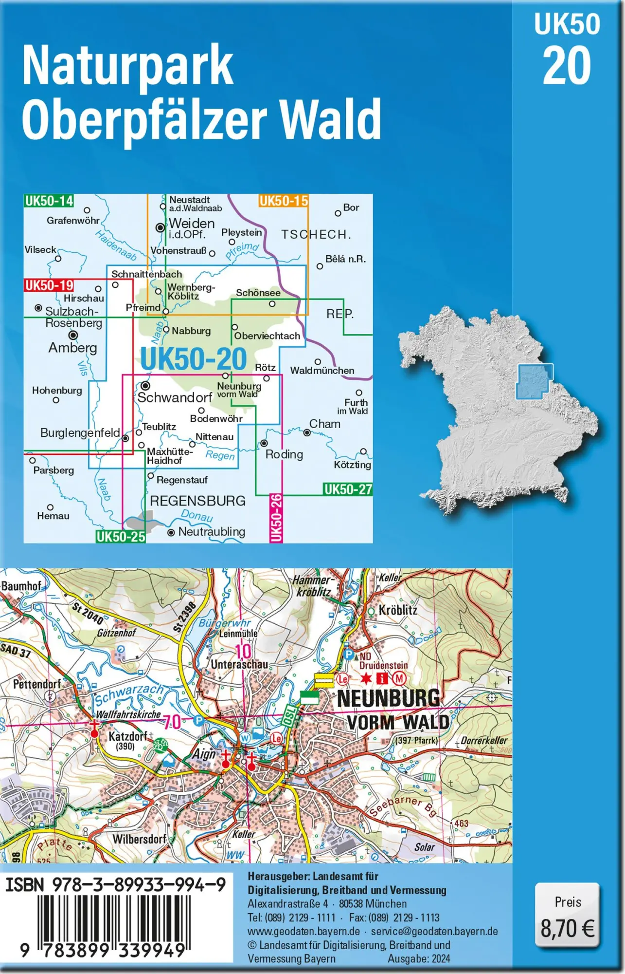 Rückseite: 9783899339949 | UK50-20 Naturpark Oberpfälzer Wald | Digitalisierung | (Land-)Karte