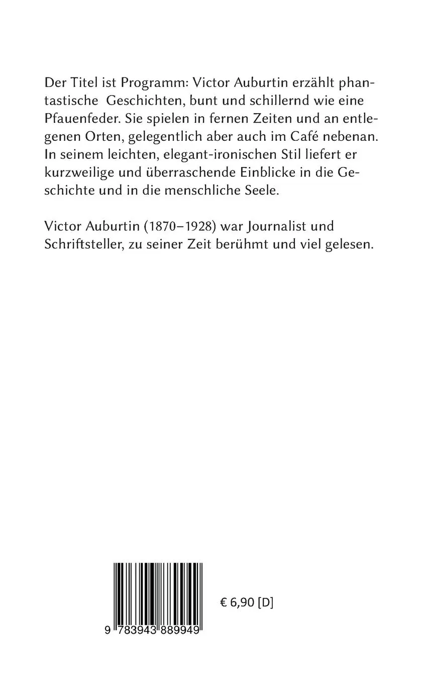 Rückseite: 9783943889949 | Pfauenfedern | Phantastische Weltgeschichten | Victor Auburtin | Buch
