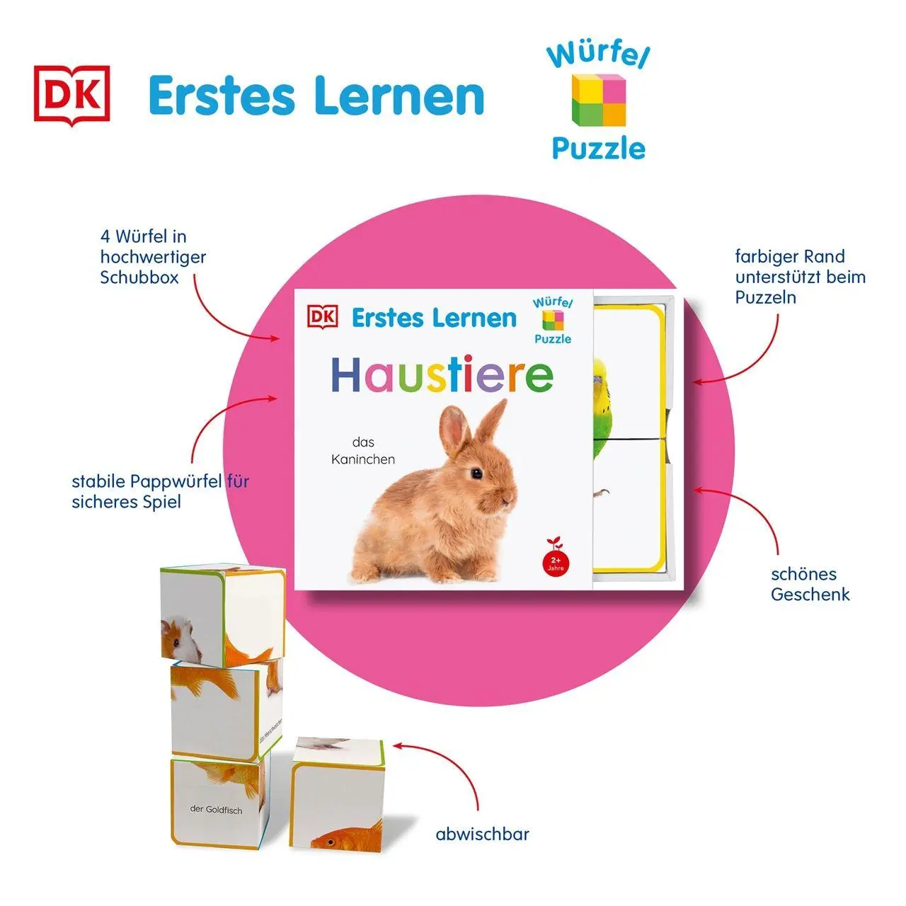 Bild: 4260690440050 | Erstes Lernen Würfelpuzzle. Haustiere | DK Erstes Lernen | Puzzle