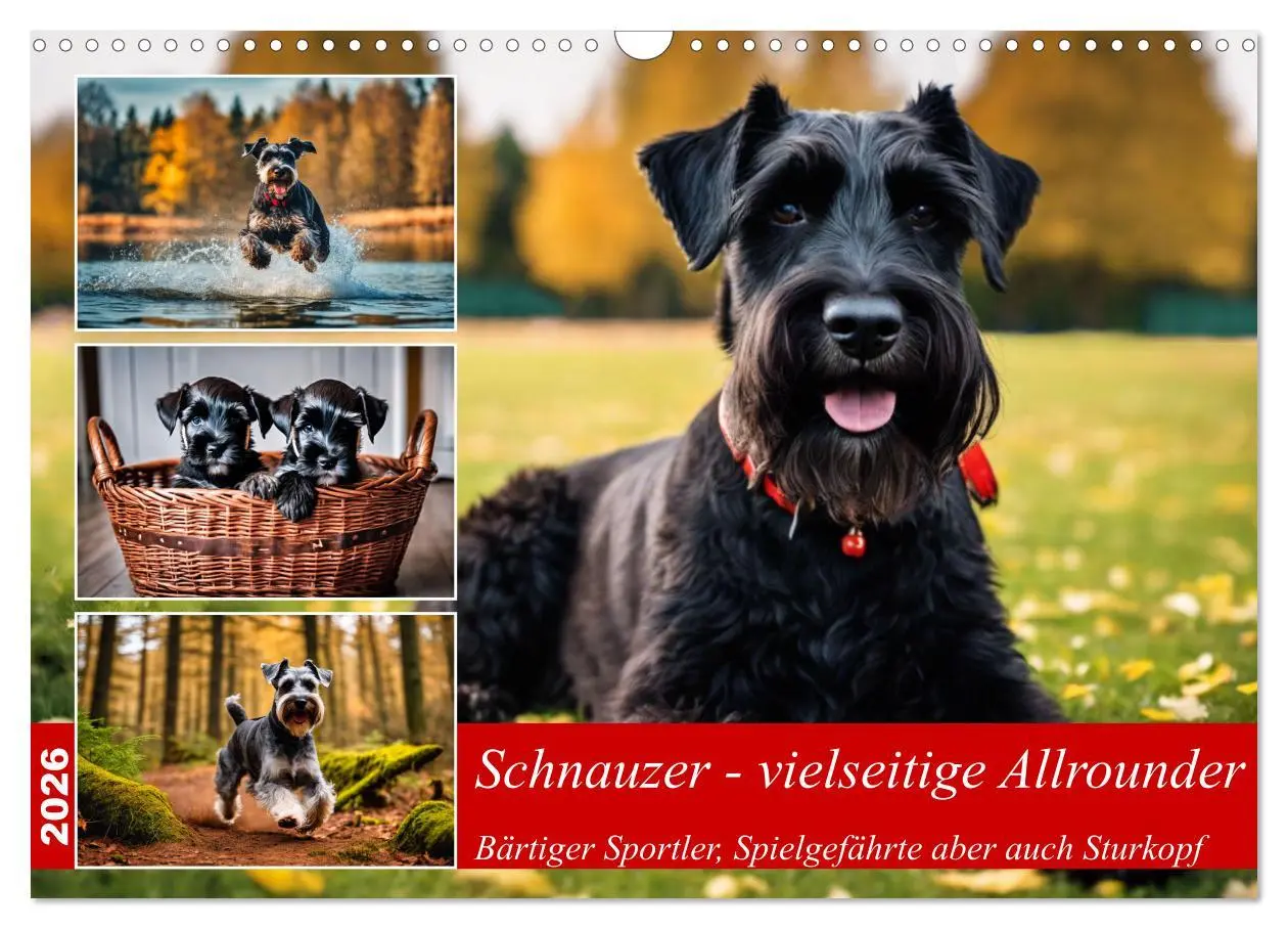Cover: 9783457400050 | Schnauzer - vielseitige Allrounder (Wandkalender 2026 DIN A3 quer),...
