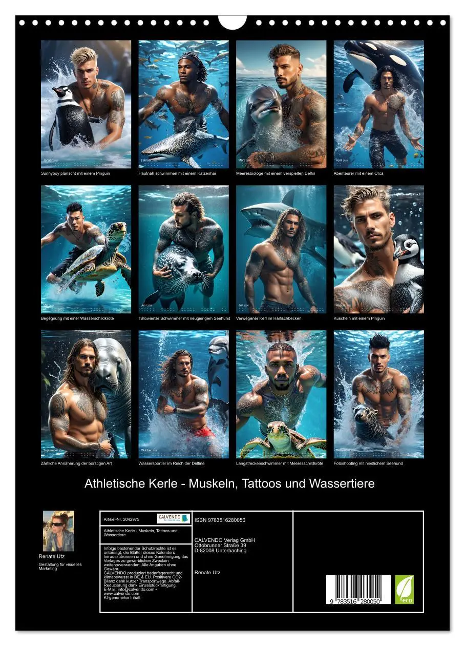 Bild: 9783516280050 | Athletische Kerle - Muskeln, Tattoos und Wassertiere (Wandkalender...