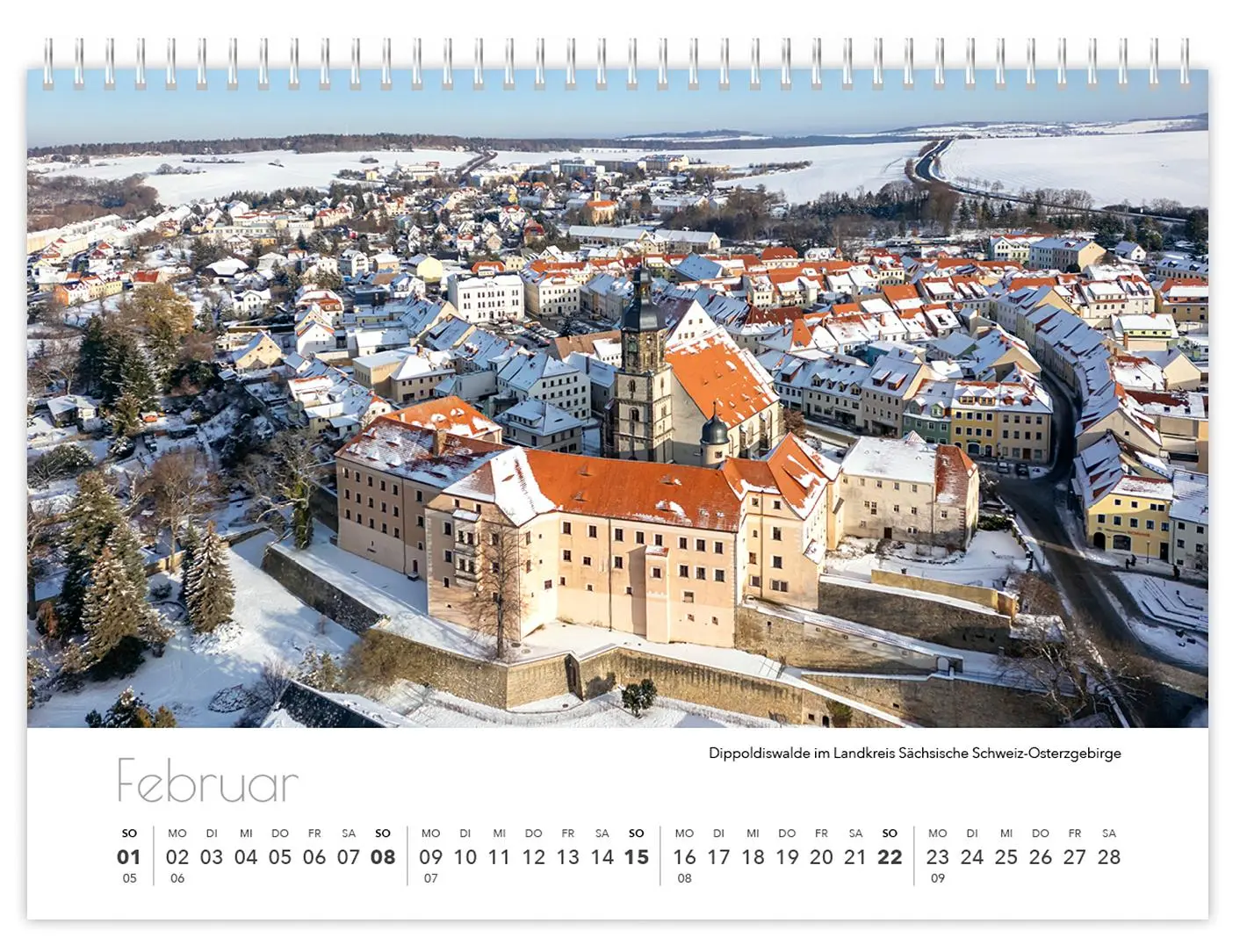 Bild: 9783910680050 | Kalender Sachsen von oben kompakt 2026 | 21 x 15 cm weißes Kalendarium
