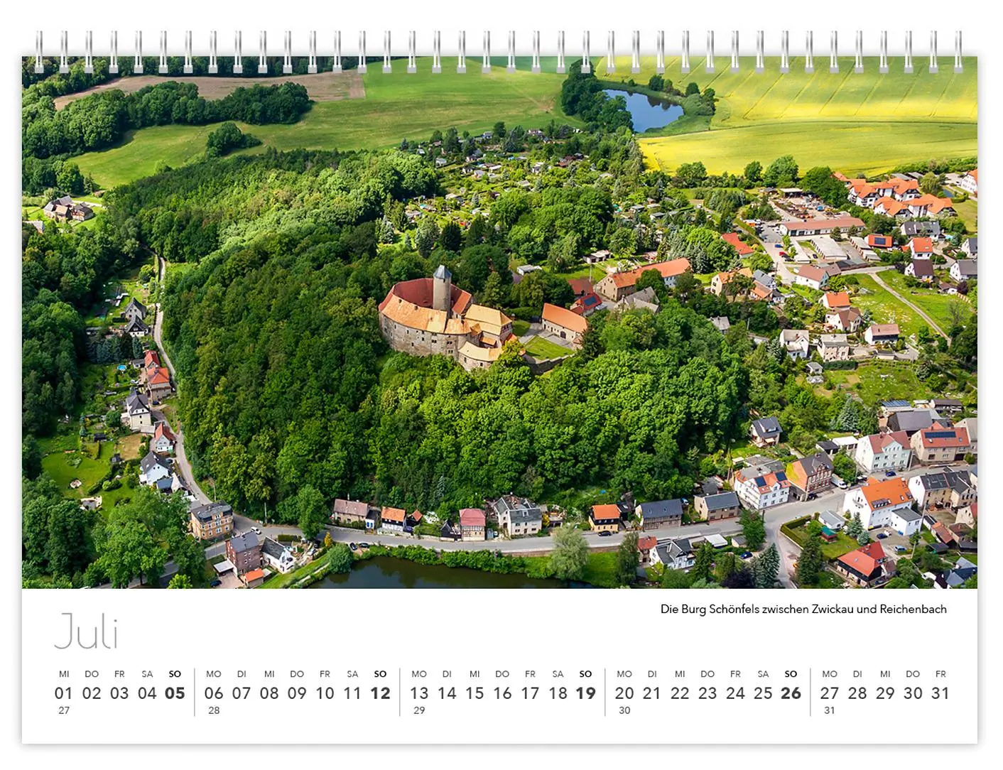 Bild: 9783910680050 | Kalender Sachsen von oben kompakt 2026 | 21 x 15 cm weißes Kalendarium