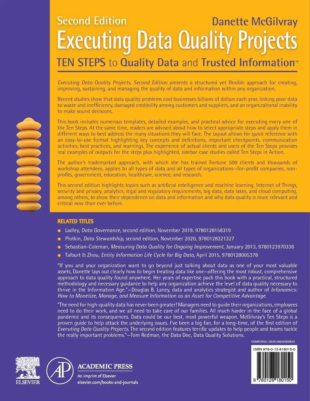 Rückseite: 9780128180150 | Executing Data Quality Projects | Danette McGilvray | Taschenbuch