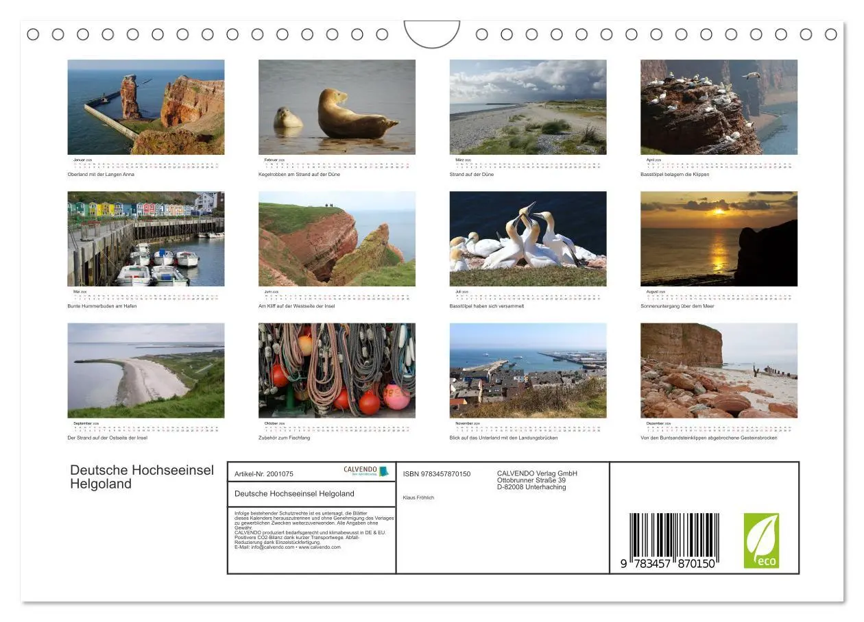 Bild: 9783457870150 | Deutsche Hochseeinsel Helgoland (Wandkalender 2026 DIN A4 quer),...