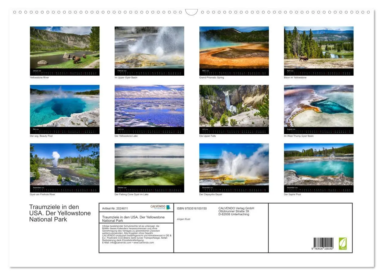 Bild: 9783516100150 | Traumziele in den USA. Der Yellowstone National Park (Wandkalender...