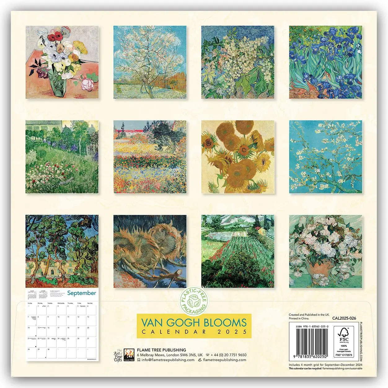 Rückseite: 9781835620250 | Vincent Van Gogh Blooms Wall Calendar 2025 (Art Calendar) | Publishing