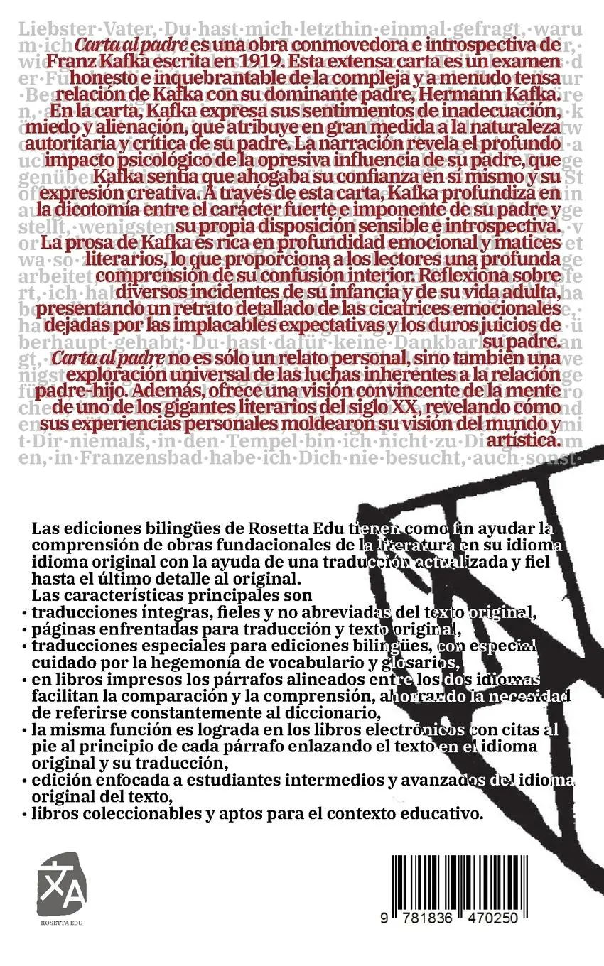 Rückseite: 9781836470250 | Carta al padre - Brief an den Vater | Franz Kafka | Taschenbuch | 2024