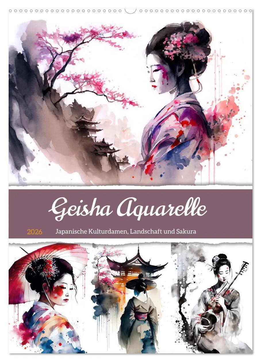 Cover: 9783516330250 | Geisha Aquarelle - Japanische Kulturdamen, Landschaft und Sakura...