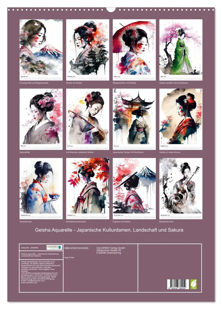 Bild: 9783516330250 | Geisha Aquarelle - Japanische Kulturdamen, Landschaft und Sakura...
