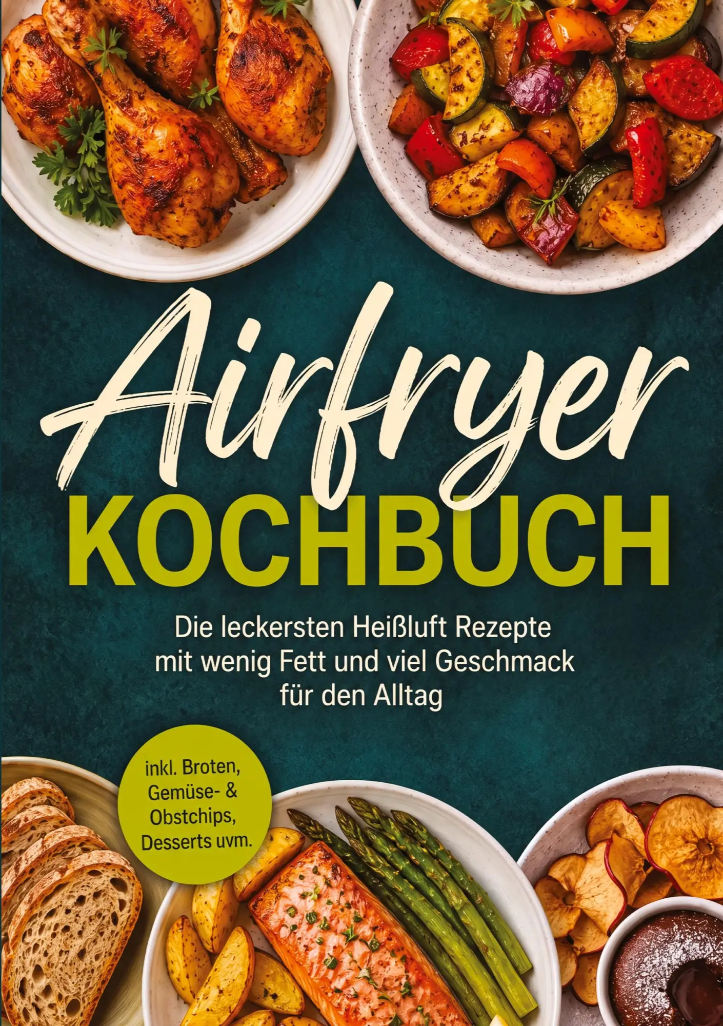 Airfryer Kochbuch: Die leckersten Heißluft Rezepte mit wenig Fett und viel Geschmack für den Alltag - inkl. Broten, Gemüse- & Obstchips, Desserts uvm.