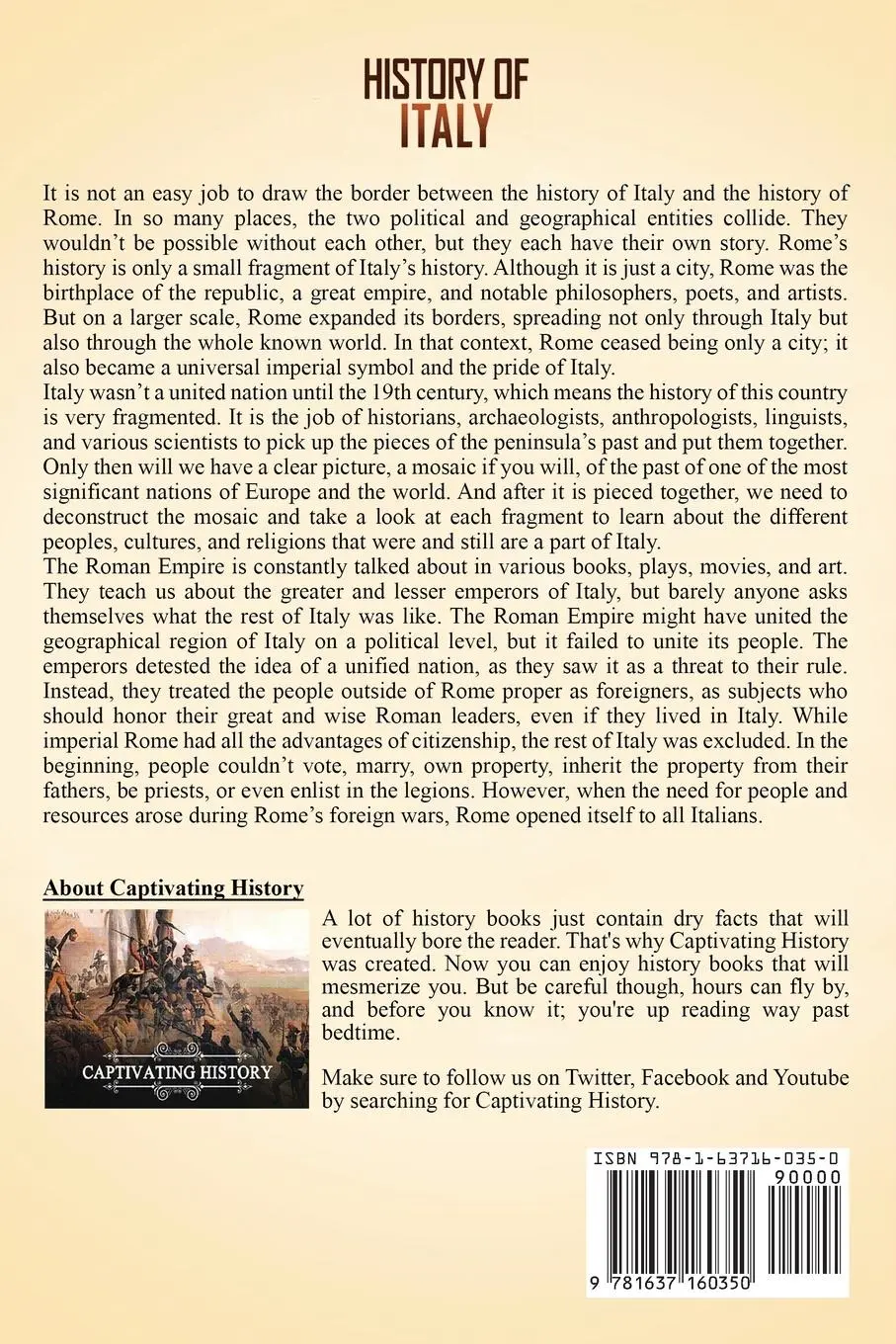 Rückseite: 9781637160350 | History of Italy | Captivating History | Taschenbuch | Englisch | 2020