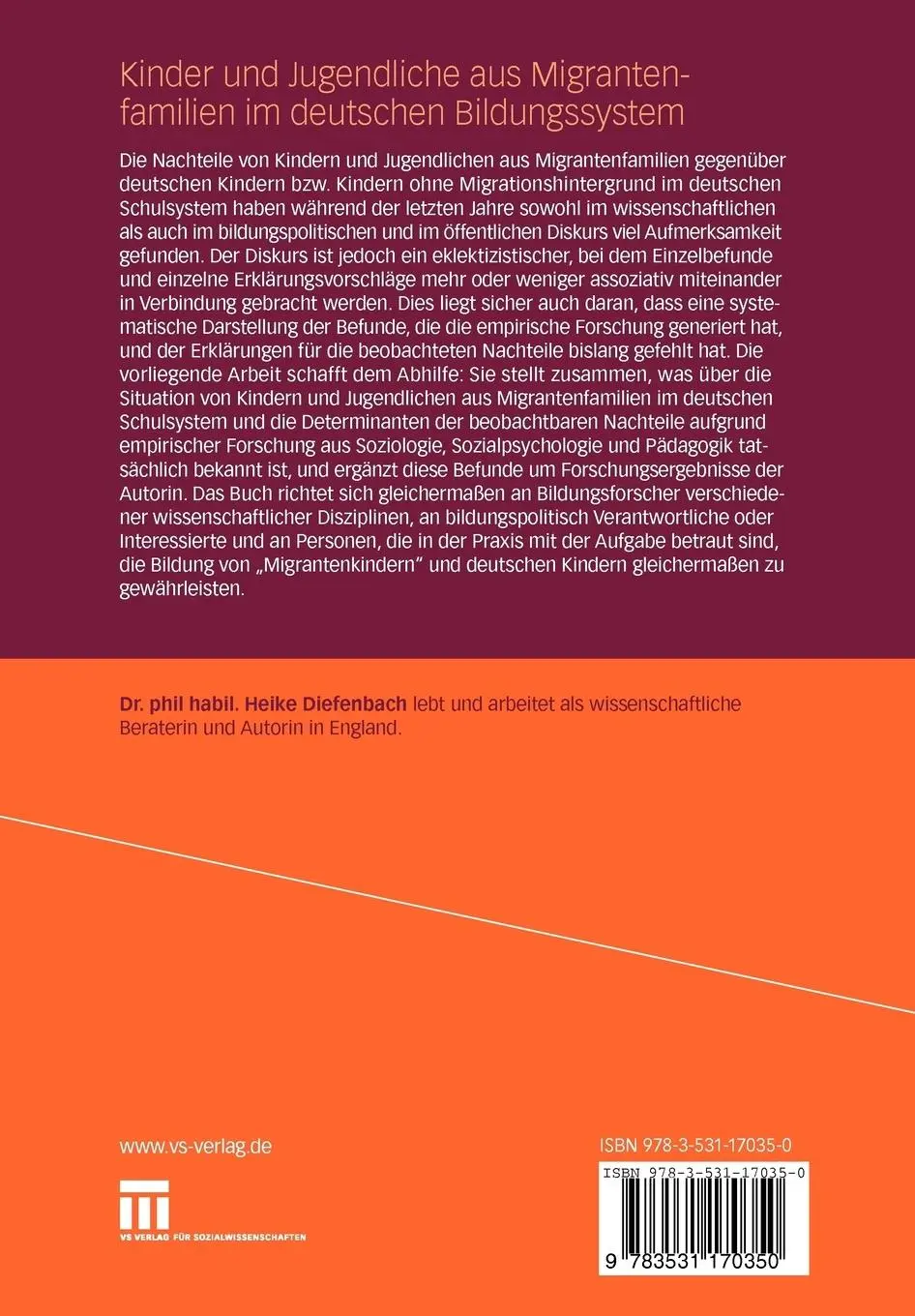 Rückseite: 9783531170350 | Kinder und Jugendliche aus Migrantenfamilien im deutschen...