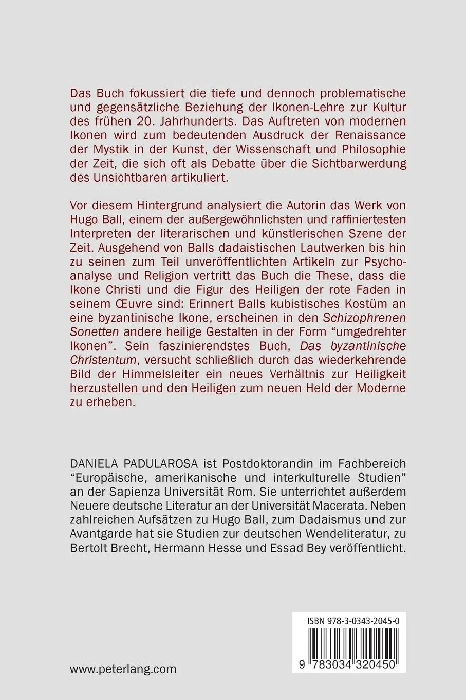 Rückseite: 9783034320450 | Denken im Gegensatz: Hugo Ball | Daniela Paola Padularosa | Buch
