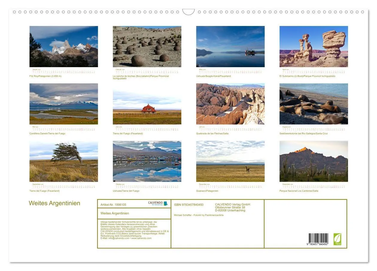Bild: 9783457840450 | Weites Argentinien (Wandkalender 2026 DIN A2 quer), CALVENDO...