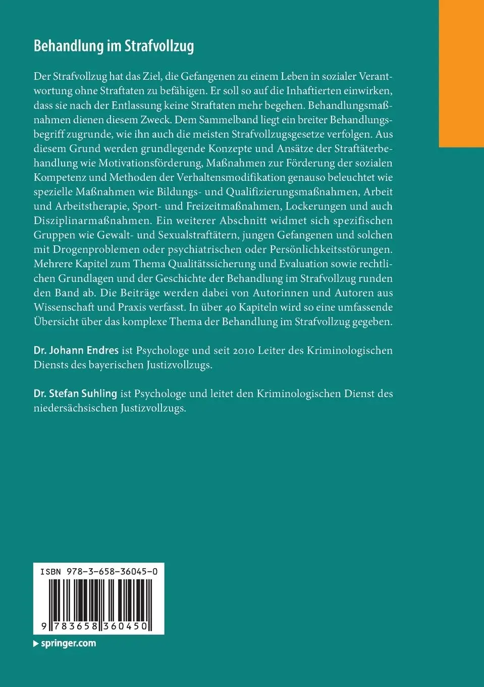 Rückseite: 9783658360450 | Behandlung im Strafvollzug | Ein Handbuch für Praxis und Wissenschaft