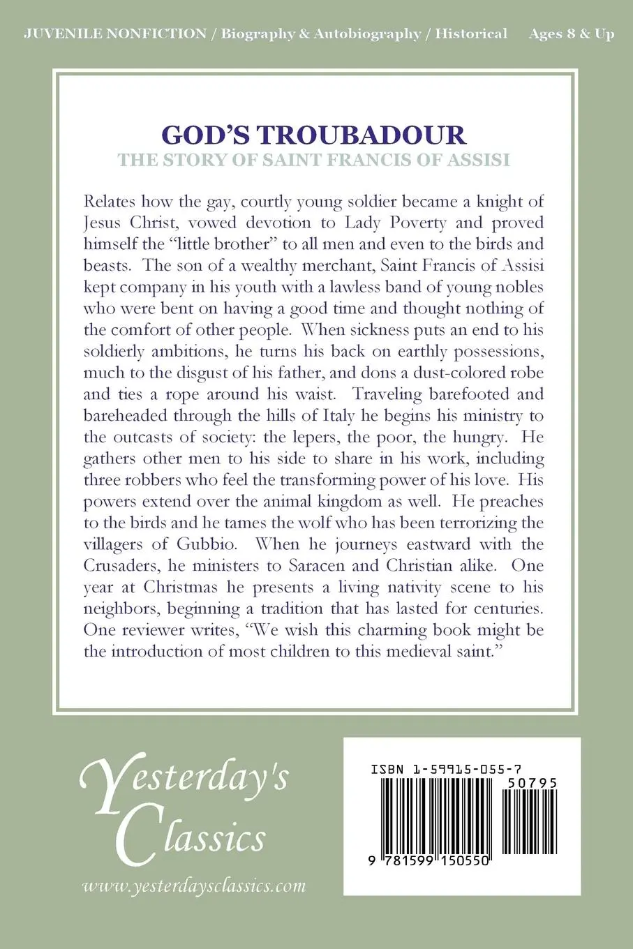 Rückseite: 9781599150550 | God's Troubadour, The Story of Saint Francis of Assisi (Yesterday's...