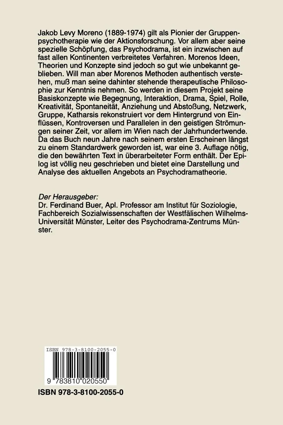 Rückseite: 9783810020550 | Morenos therapeutische Philosophie | Ferdinand Buer | Taschenbuch
